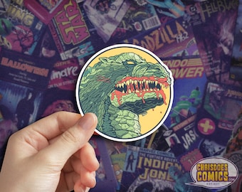 Dinosaur Godzilla Laptop Sticker, Kaiju Sticker, Japan, Skateboard stickers, Tokyo, Retro, Nostalgia, King, Monster, Horror, Scifi