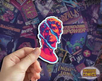 David Statue Sticker: Trippy Vaporwave Retro 80s Arcade Decal