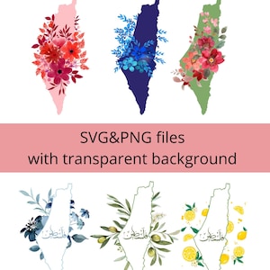Bundle 12 Palestinian maps floral,Olives,lemons and wheat PNG and SVG files with transparent background 12 Palestinian maps clipart