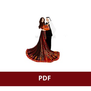 Der palästinensische Bräutigam und die palästinensische Braut tragen ein modernes Malak-Thobe-Clipart