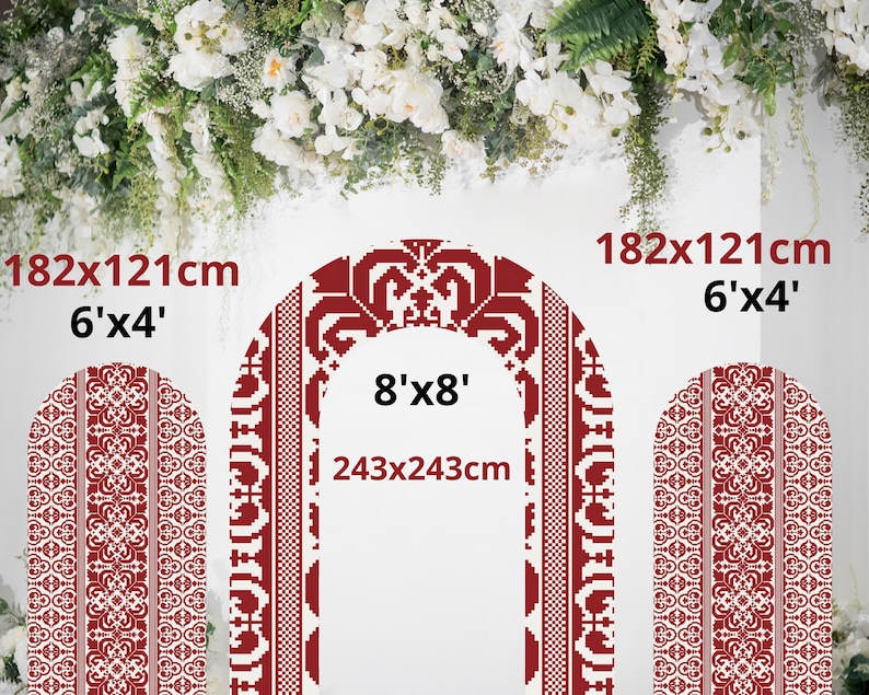 PRINTABLE Full Palestinian Henna Decoration 2 Arches Backdrops a 15x27
