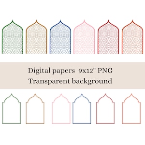 12 islamic frames outline/geometrical patterns PNG files with a transparent background