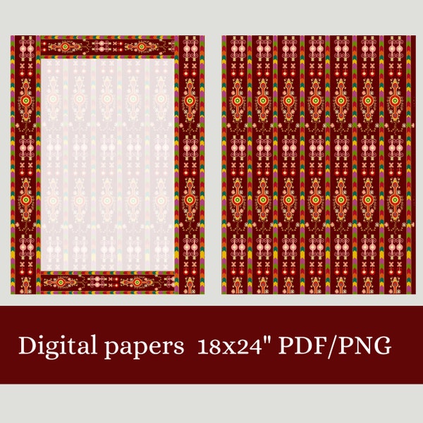 2 digital papers- Palestinian henna-Palestinian embroidery-Palestinian patterns-Clipart tatreez