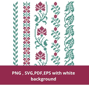 Tatreez pattern-Flowers and Leaves Png, Svg,Eps,Pdf-Palestinian Embroidery-Palestinian henna-Palestinian embroidery cricut-design palestine