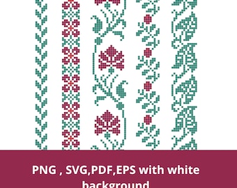 Tatreez pattern-Flowers and Leaves Png, Svg,Eps,Pdf-Palestinian Embroidery-Palestinian henna-Palestinian embroidery cricut-design palestine