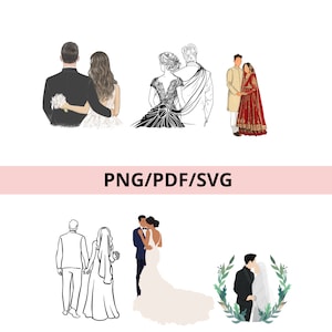 36 groom and bride cliparts including hidjabi brides+hands holding- couple SVG/PNG
