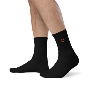Jack-O-Lantern Orange Embroidered Socks