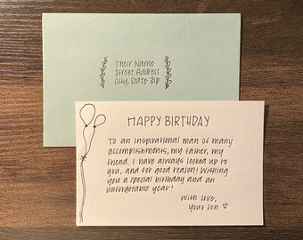 Handwritten Customizable Birthday Card