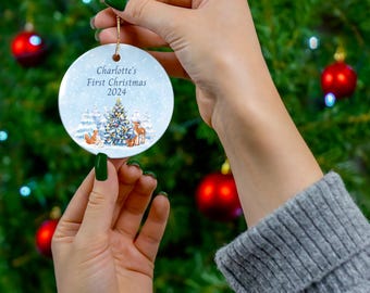 Ceramic Ornament, Babies First Christmas, Baby Animals, Christmas Tree, Holiday Ornament