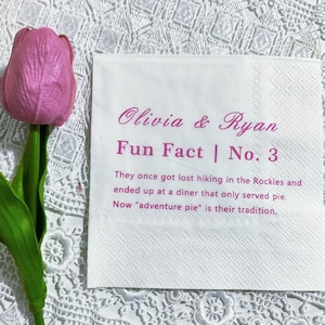 Custom Fun Facts Napkins for Parties Wedding or Birthdays, Funny Event Napkins,Trivia Personalized Napkins, Engagement Party, Rehearsal