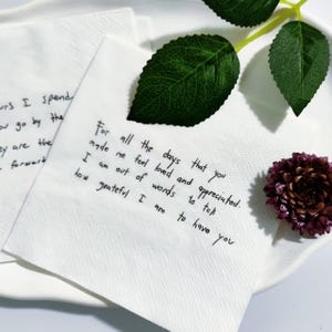 Custom Love Note Handwriting Napkins, Print Wedding Cocktail Napkins,Custom Photo Napkin, Personalized Love Note Napkins, Love Note For Him