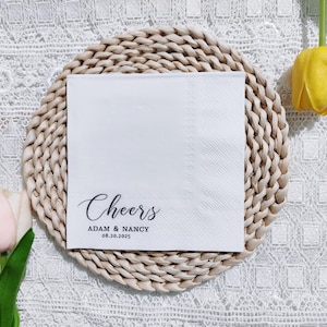 Personalized Wedding Napkins, Cheers Napkins, Custom Engagement Napkins, Cocktail Napkins, Rehearsal Dinner Napkins,Personalized Napkins