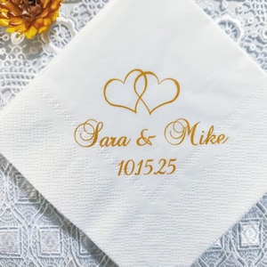 Personalized Wedding Napkins, Cocktail Napkins, Custom Wedding Anniversary Engagement Printed Design Napkins,Minimalist Wedding Decor