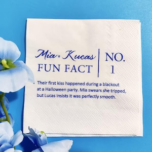 Fun Facts Napkins, Personalized Fun Fact Napkin for Wedding, Wedding Cocktail Napkins, Engagement Party Napkins, Custom Luncheon napkins