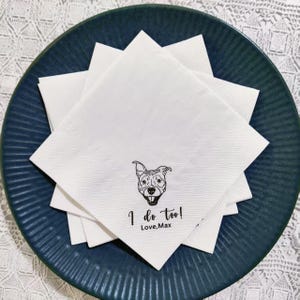 Dog Lover Wedding,Dog Wedding Napkins, Custom Pet Portrait, Napkins For Wedding,  Pet Sketch Napkins, Dog Illustration Napkins
