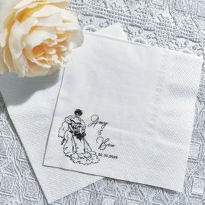 Personalized Wedding Napkins,Minimalist Wedding Decor,Custom Wedding Anniversary Engagement Printed Design Napkins,Cocktail Napkins