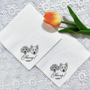 Dog Wedding Napkins,Custom Pet Cocktail Napkins, Custom Pet Portrait Wedding Napkins,Custom Cat Cocktail Napkins, Customized Pet Napkins