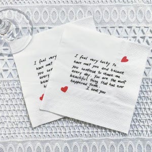 Personalized Love Note Handwriting Napkins, Printed Wedding Cocktail Napkin, Custom Signature Handkerchief, Custom Message Napkins