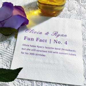 Personalized Fun Facts Napkin|Custom Wedding Napkins|Gift for|Napkins|Bridal Shower|Custom Confession Text Napkins