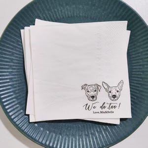Custom Pet Wedding Napkins |Custom Illustrated Dog | Wedding Napkins |Pet Cocktail Napkins |Custom napkins wedding |Wedding cocktail napkins