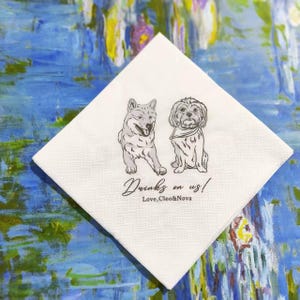 Custom Pet Portrait Wedding Napkins,Custom pet cocktail napkins, Dog Wedding Napkins, Custom Pet Cocktail napkins, Customized Pet Napkins