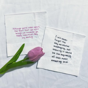 Personalized Love Note Handwriting Napkins, Custom Handwritten Note Paper Napkins, Printed Wedding Cocktail Napkins Custom Love Note Napkins