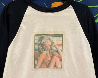 Vintage Farrah Fawcett Raglan single-stitch 70s/80s shirt Charlies Angels Super Rare