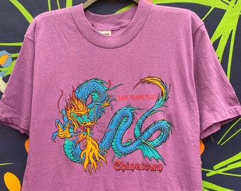 vintage single stitch t shirt w dragon from 80s san francisco tourist graphic shirt  san frisco modern graphic 1980s graphic  shirt