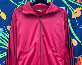 Vintage 80s 90s sports jacket w/ adidas 3 stripe look track suit jacket