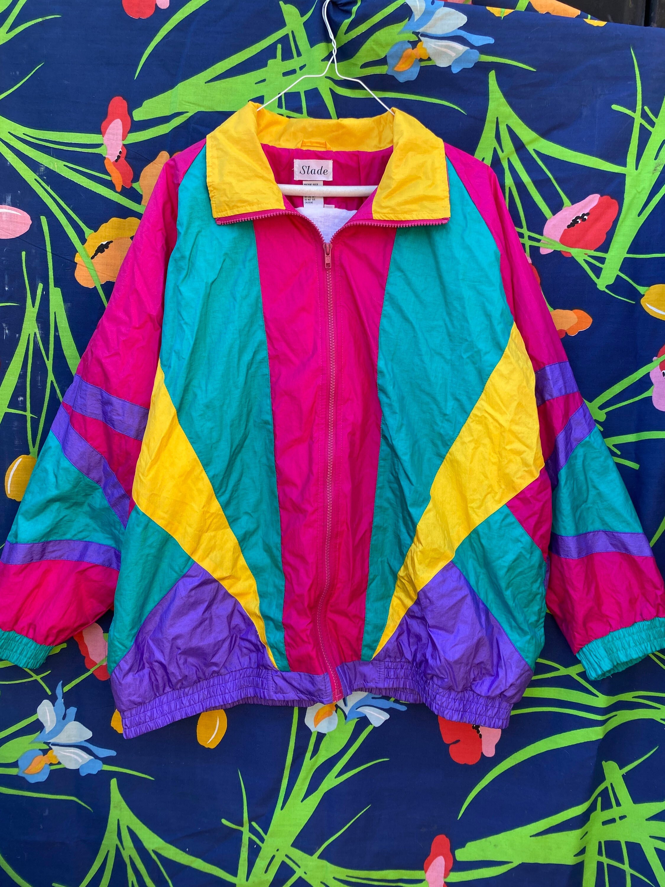 Vintage 80s Colorful Pastel Windbreaker Jacket From 1980s or 1990s