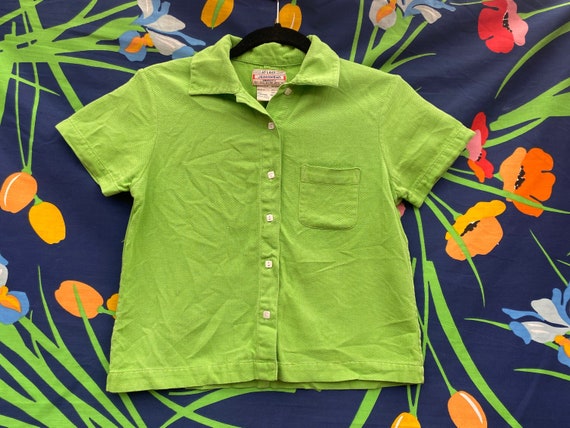 Vintage 90s or y2k short sleeve button up camp co… - image 1