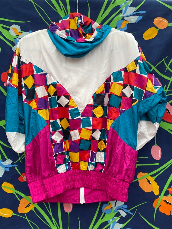 Vintage 80s Colorful Windbreaker w/ Crazy Cool Pa… - image 6