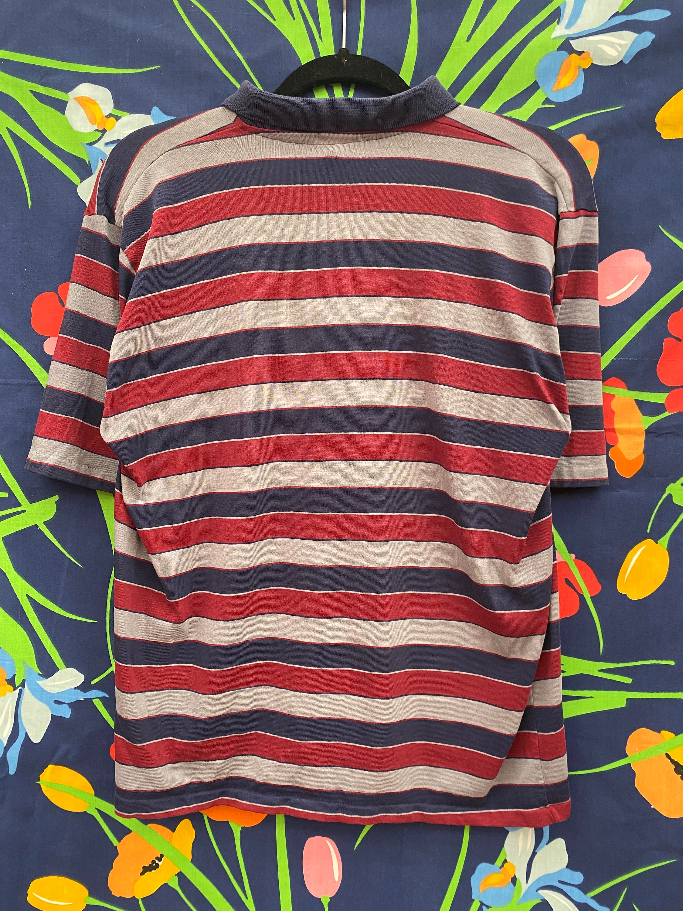 Vintage 70s 80s Lacoste Blue Striped Polo Shirt M L