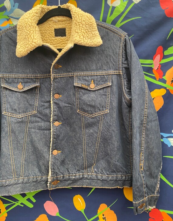 Vintage 70s 80s Denim jean jacket w/ sherpa lined… - image 4