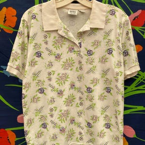 Vintage button up floral shirt polo shirt