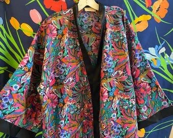 Bata vintage de los años 70, bata de los años 70, bata con estampado floral de los años 80