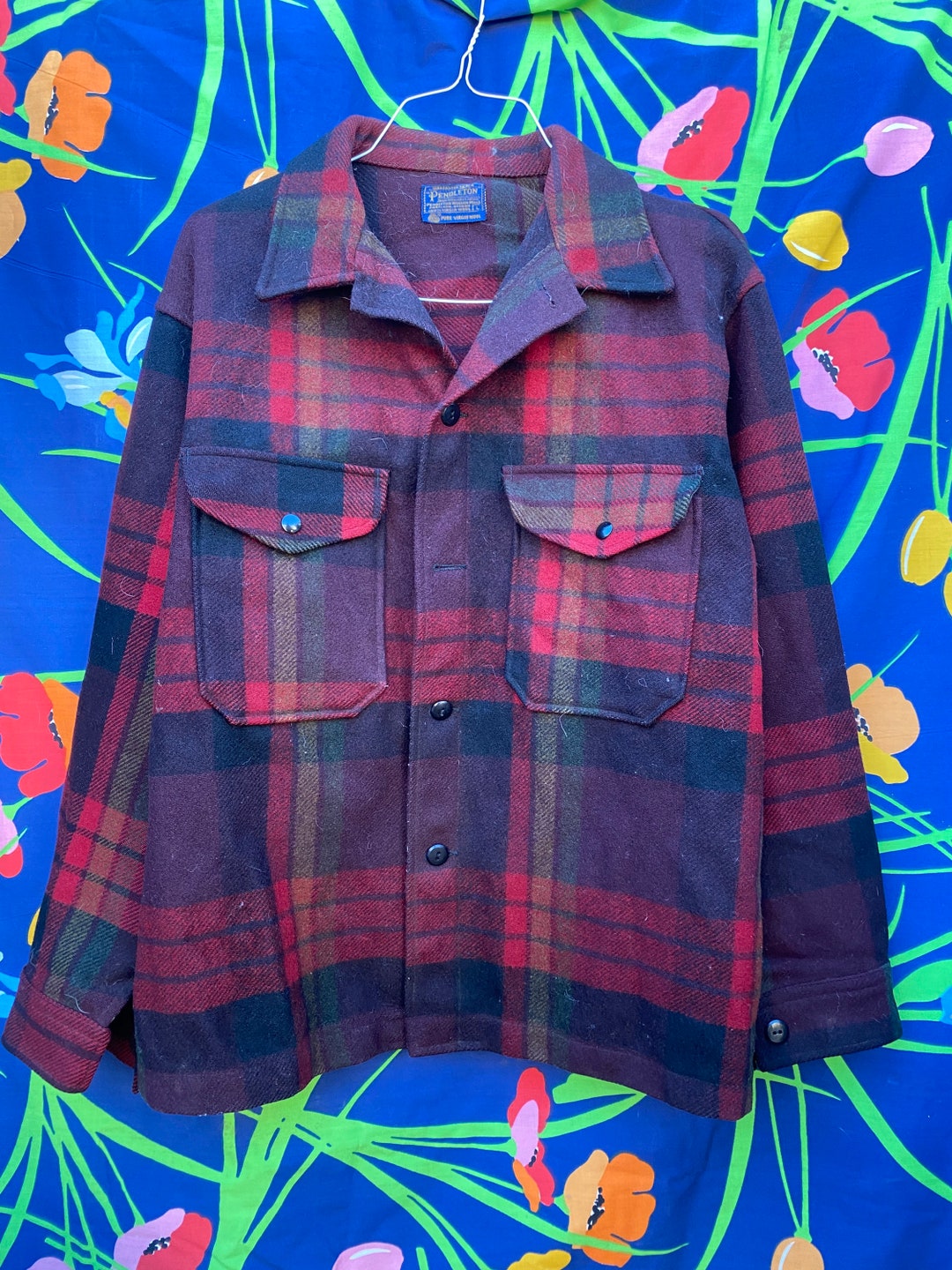 Vintage Full Pendleton Coat Jacket Buffalo Plaid Print 50s Etsy
