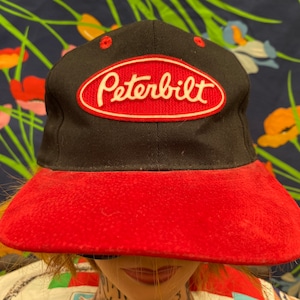 vintage 80s 90s Peterbilt trucker hat baseball cap hat with color block colors