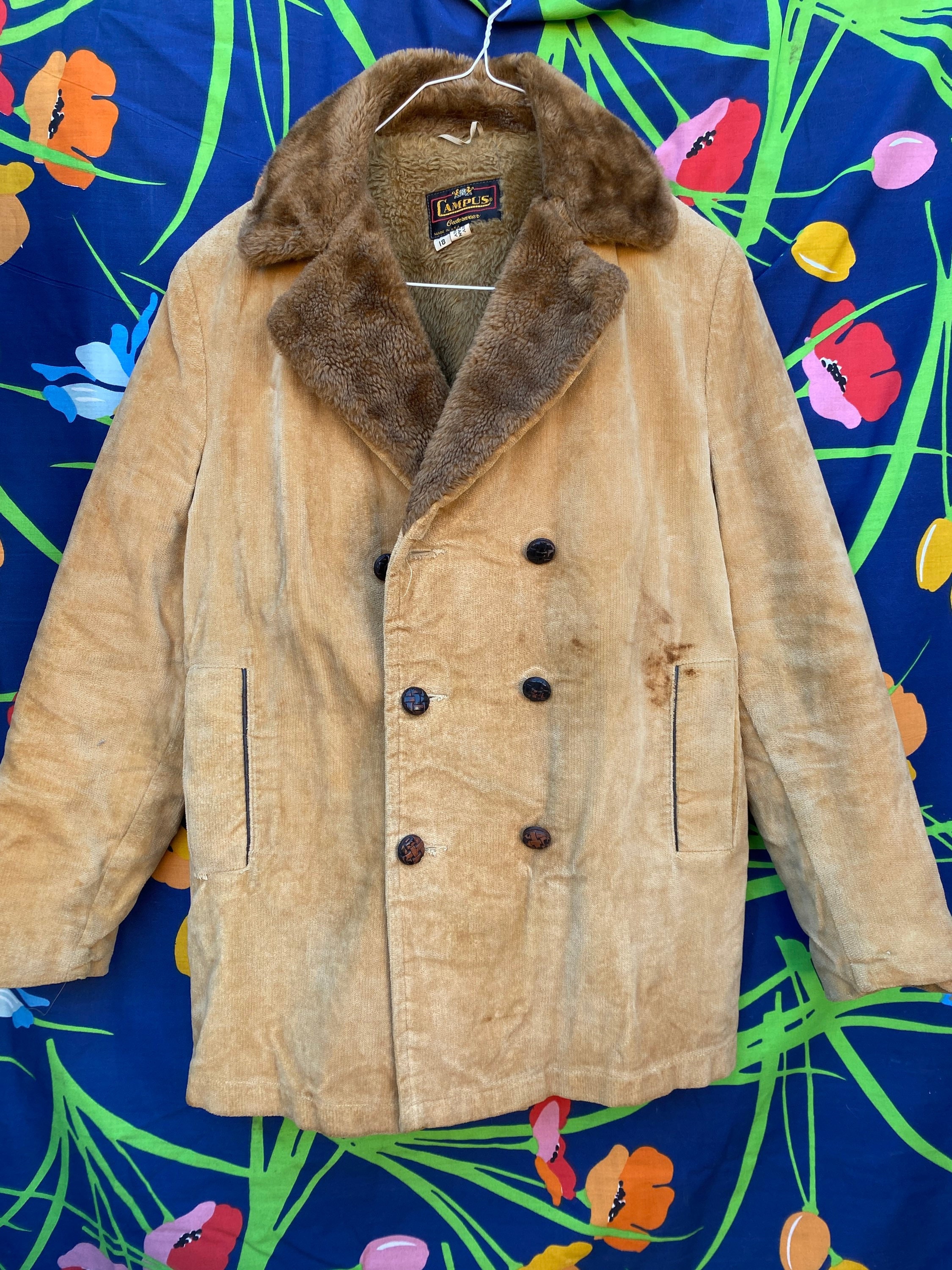 Vintage Coat With Fake Fur From 1970s 60s - Etsy