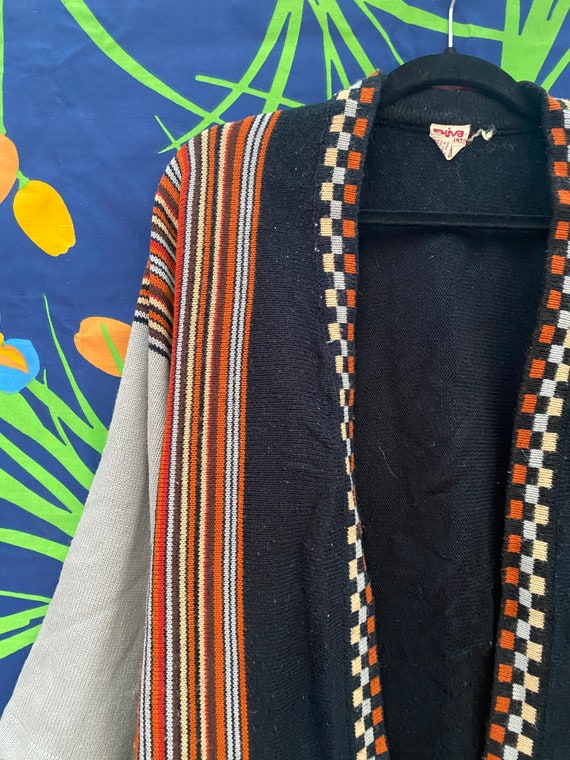 Vintage 80s or 70s cardigan sweater w/ striped pa… - image 3