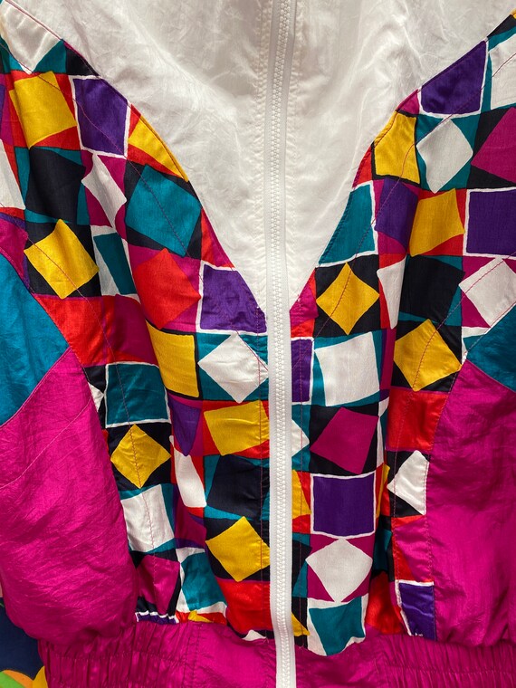 Vintage 80s Colorful Windbreaker w/ Crazy Cool Pa… - image 4