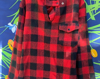 Giacca vintage in lana a quadri buffalo con bottoni. Maglione vintage a quadri. Pullover vintage in lana