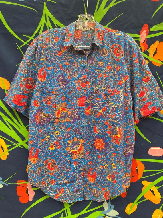vintage 80s 90s cherokee camp collar button up w f