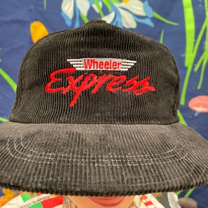 vintage 80s 90s trucker hat with corduroy wheel express muscle car hat baseball hat