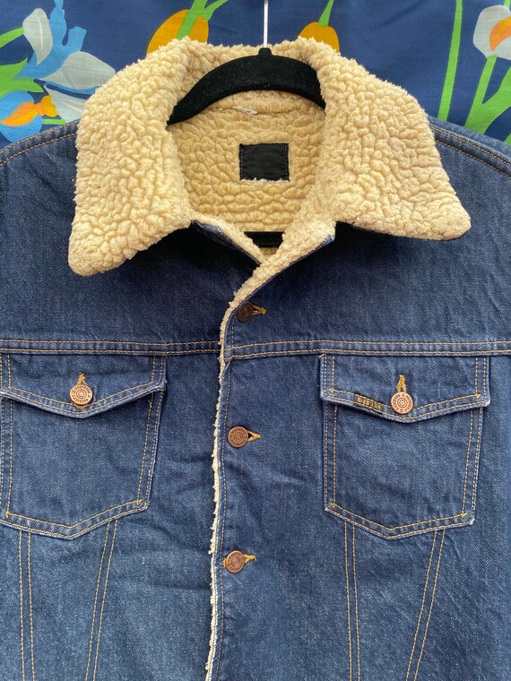 Vintage 70s 80s Denim jean jacket w/ sherpa lined… - image 2