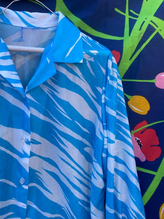 vintage 70s abstract pattern button up shirt, lon… - image 4