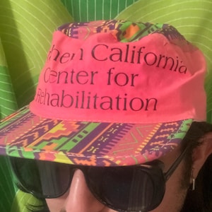 vintage 90s trucker hat. vintage neon tribal painters hat. vintage tribal hat.