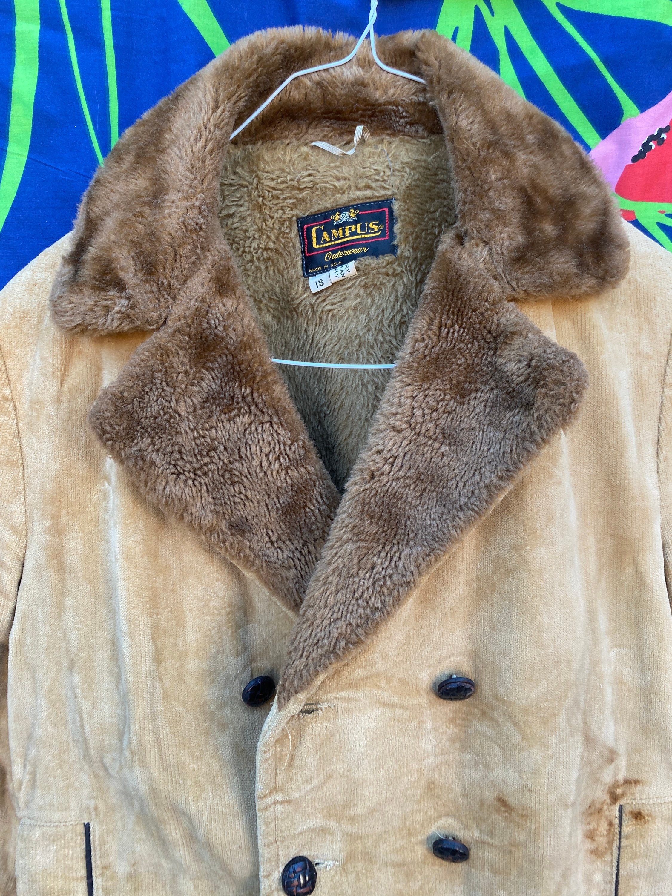 Vintage Coat With Fake Fur From 1970s 60s - Etsy