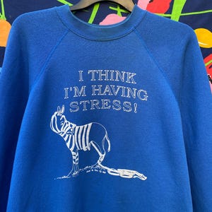 Vintage 80s crewneck sweatshirt Zebra comic funny shirt