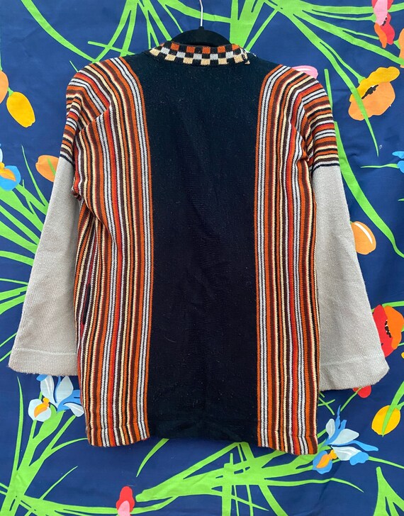 Vintage 80s or 70s cardigan sweater w/ striped pa… - image 2